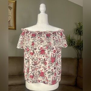 American Eagle Floral Off the Shoulder Ruffle Top Sz M Medium